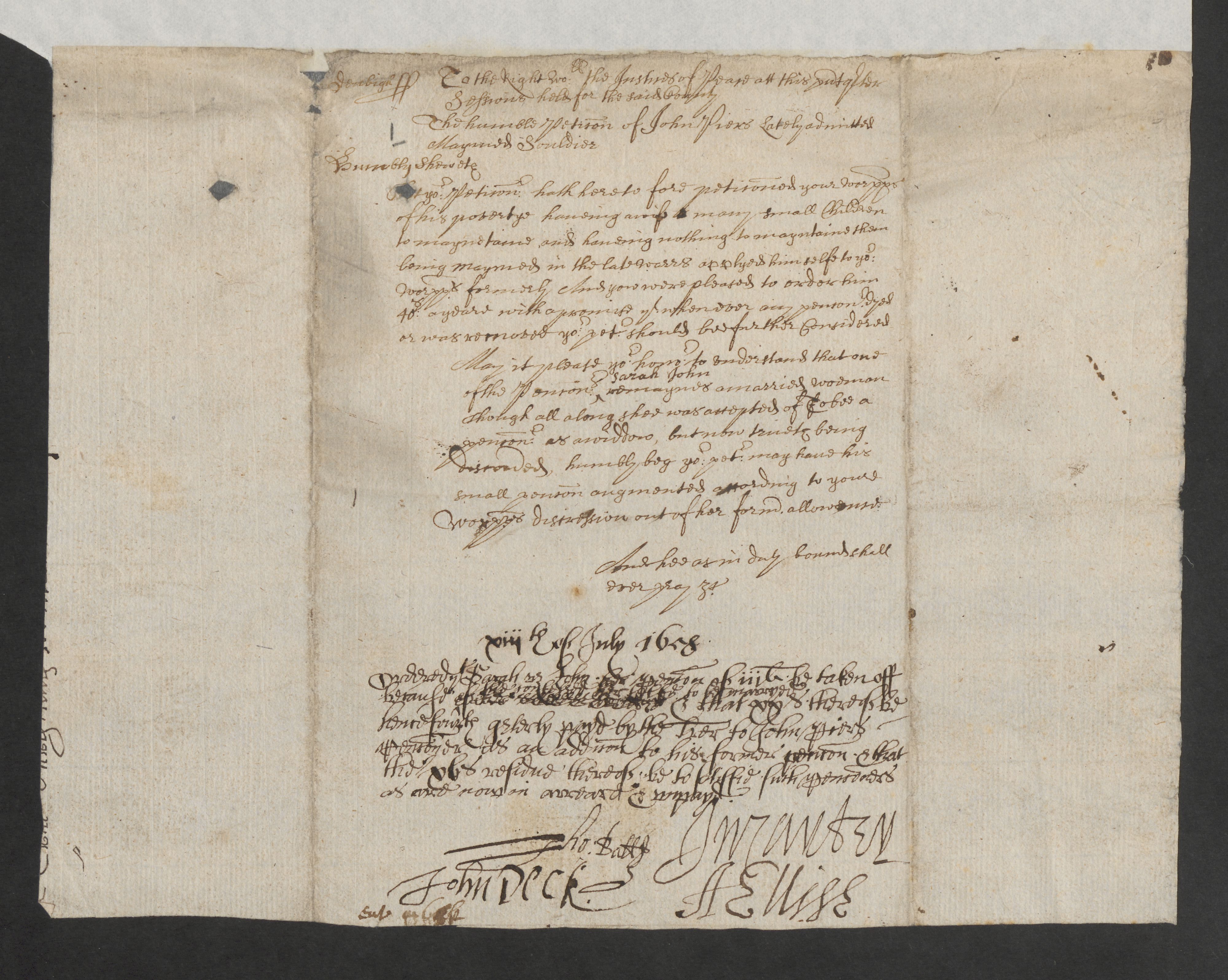 The petition of John Piers, Denbighshire, 13 July 1658 · Civil War ...