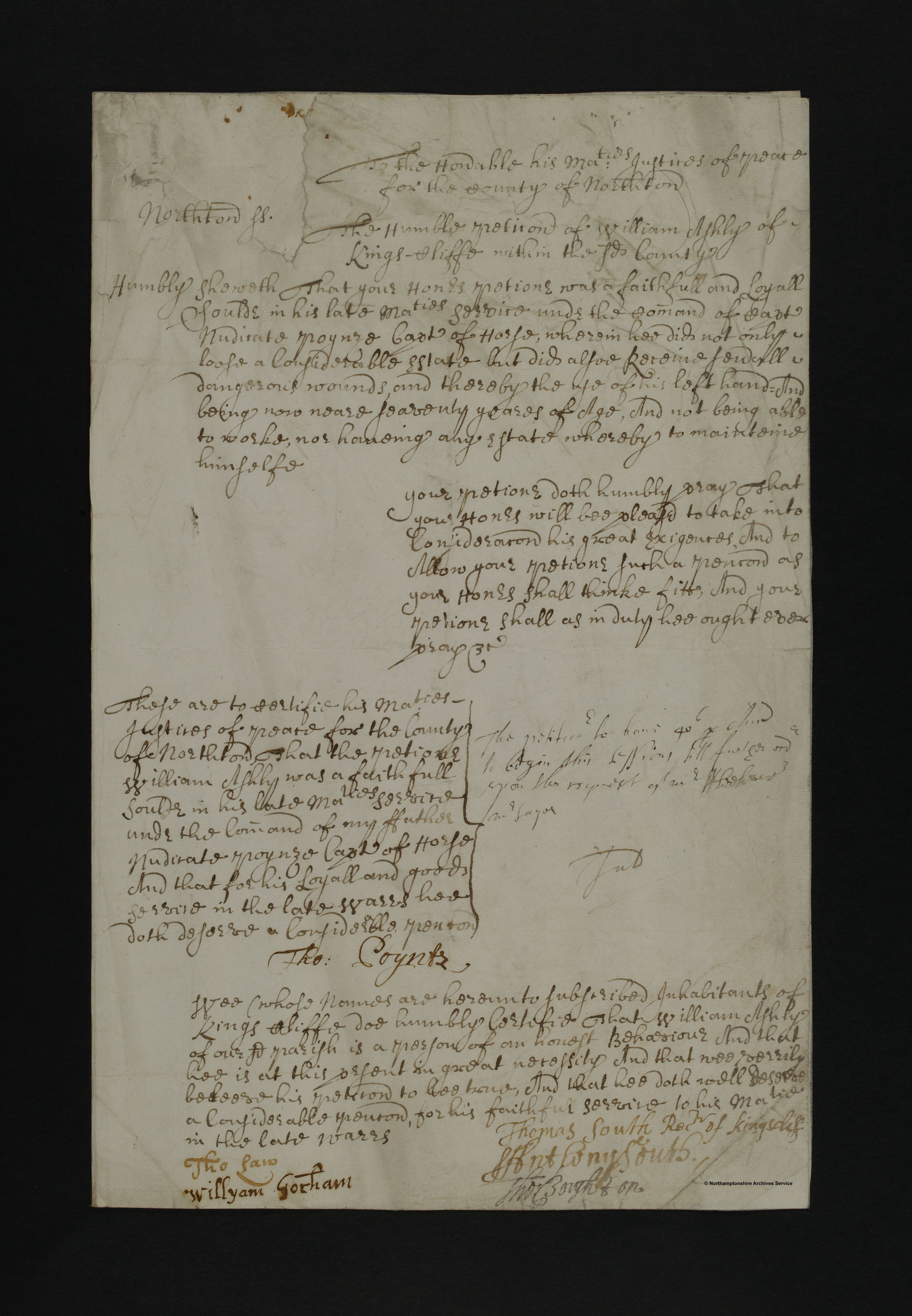 The Petition Of William Ashly Of King’s Cliffe, Northamptonshire ...