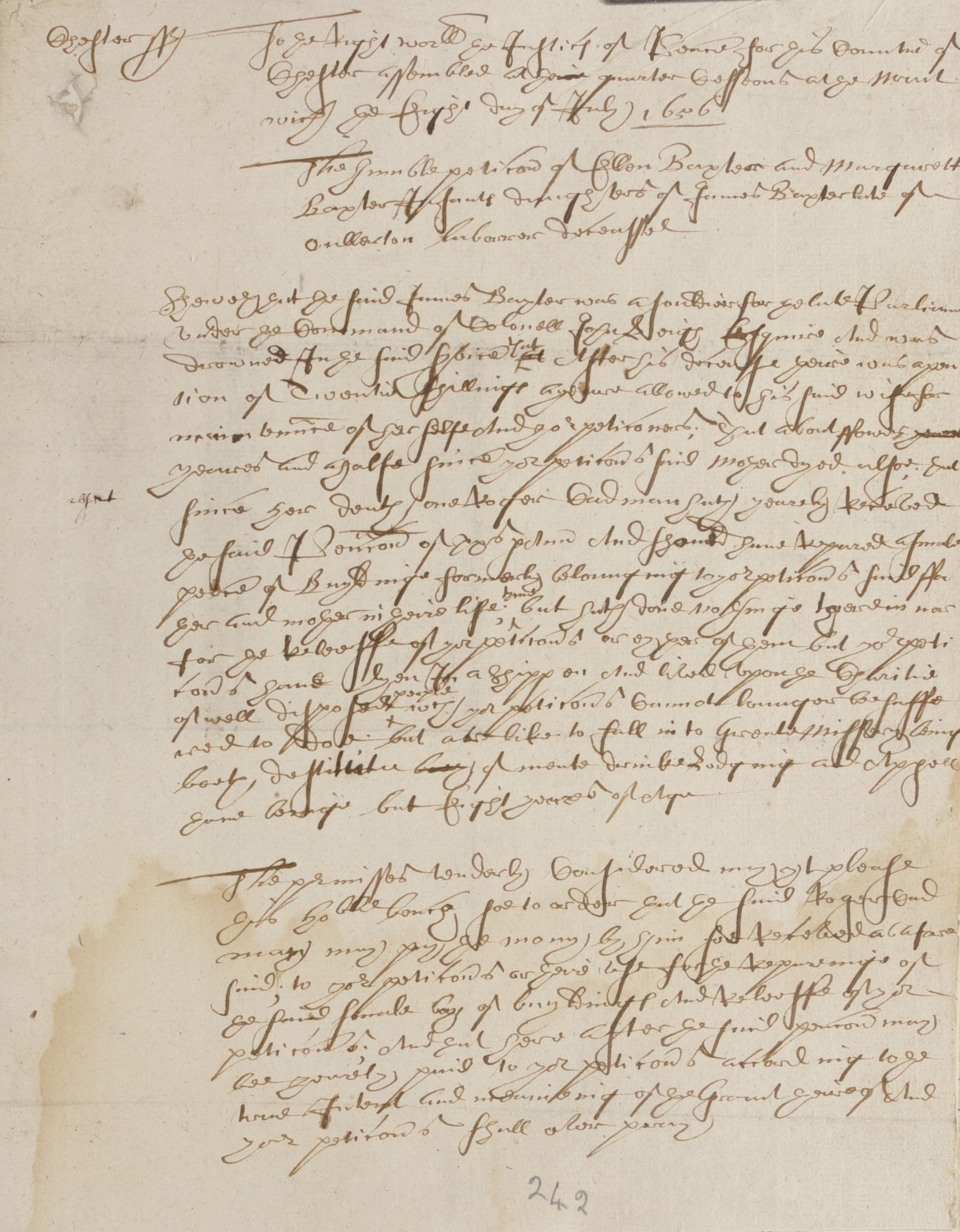 The petition of Ellen and Margarett Baxter of Ollerton, Cheshire, 8